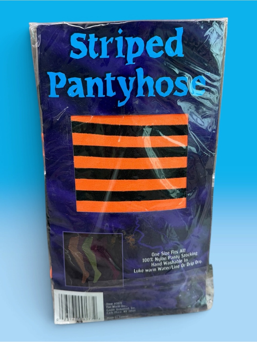 New Halloween Orange & Black Striped Pantyhose Tights ONE SIZE Fun World NOS